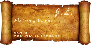 Járosy Lajos névjegykártya